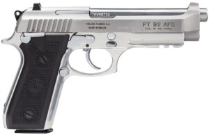 Taurus 1-920159-17 92 Serrated Frame 9mm Luger 17+1 5" Matte Stainless Steel Barrel, Matte Stainless Steel Serrated Slide, Stainless Aluminum Frame w/Picatinny Rail, Black Polymer Grip, Right Hand