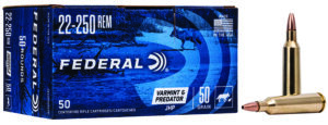 Federal AE2225050VP American Eagle Varmint & Predator 22-250Rem 50gr Jacketed Hollow Point 50 Per Box/5 Case
