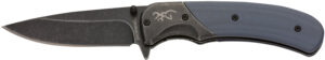 Browning 3220365 The Range EDC Compact 2.75" Folding Drop Point, Plain Black Oxide Stonewashed 7Cr17MoV SS Blade, Black/Blue Aluminum/G10 Handle