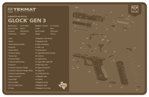 TekMat TEKR17GLOCKG3FDE Glock Gen 3 Cleaning Mat Flat Dark Earth Rubber 11"x17" Glock Gen 3 Parts Diagram
