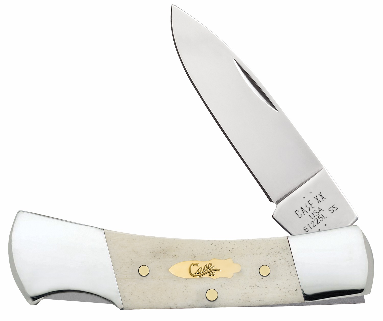 Case 11026 Lockback Folding Drop Point Plain Tru-Sharp SS Blade, Smooth Natural Bone Handle