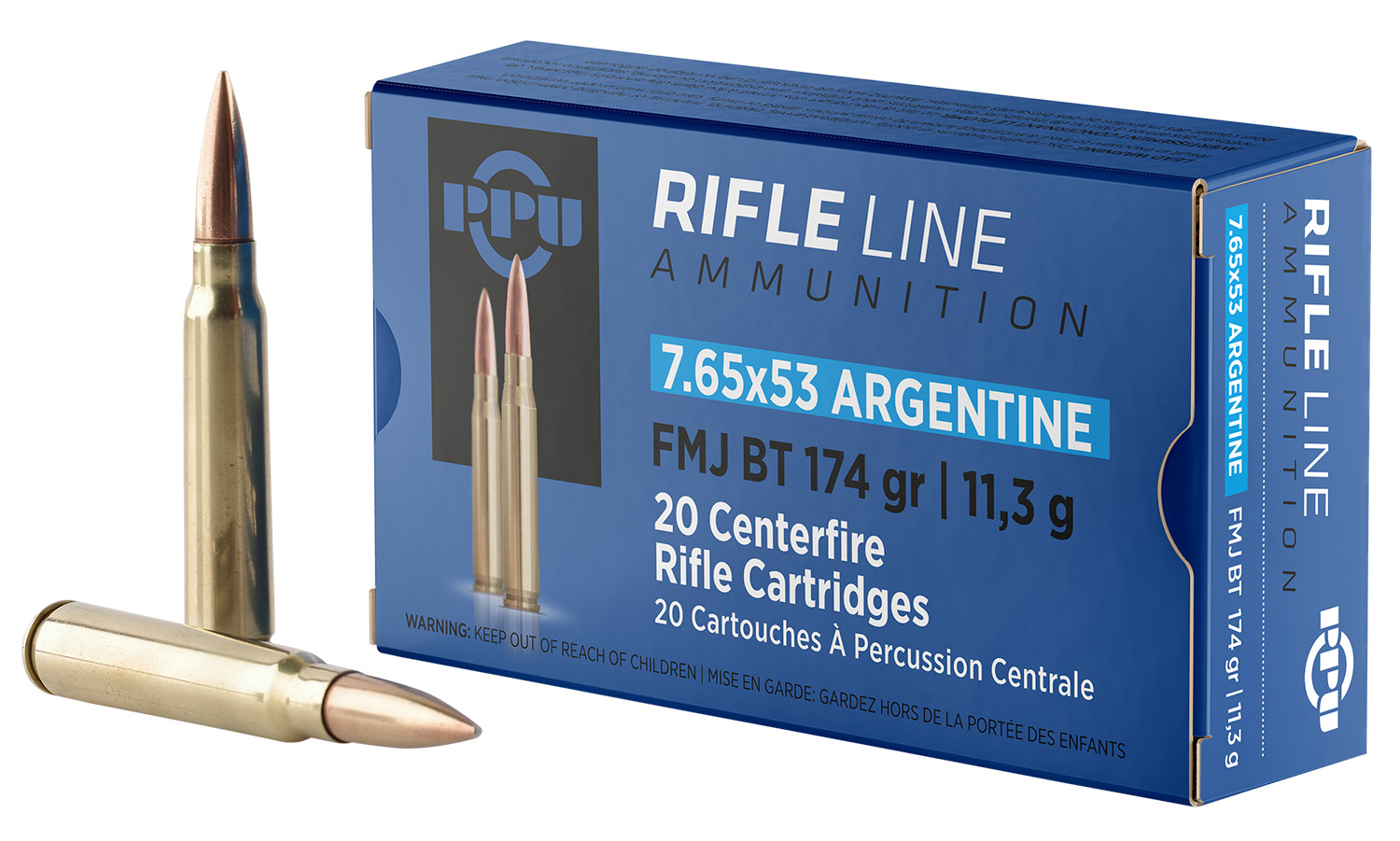 PPU PP7AF Metric Rifle 7.65x53mmArgentine 174gr Full Metal Jacket Boat Tail 20 Per Box/10 Case