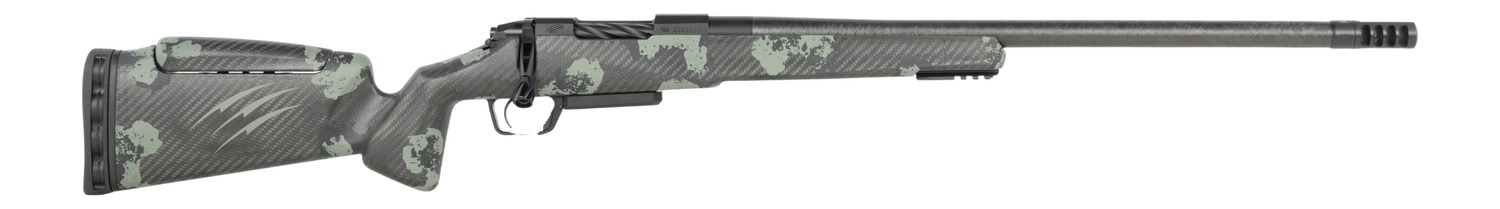 Fierce Firearms RIVSCX22CM18BF Carbon Rival XP 2.0 22 Creedmoor 3+1 18" Carbon Fiber Match Grade Barrel, Black Cerakote Stainless Steel Drilled & Tapped Receiver, Forest Camo Push Button Adj Cheek Pie